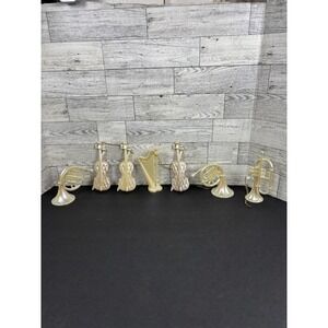 Vintage Iridescent Musical Instruments Christmas Ornaments Set of 7